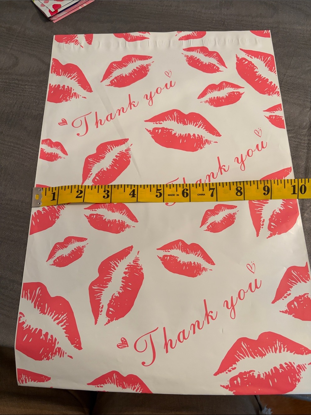 Thank You Pink Lip Print 10x-14 Polymailers -set of 20
